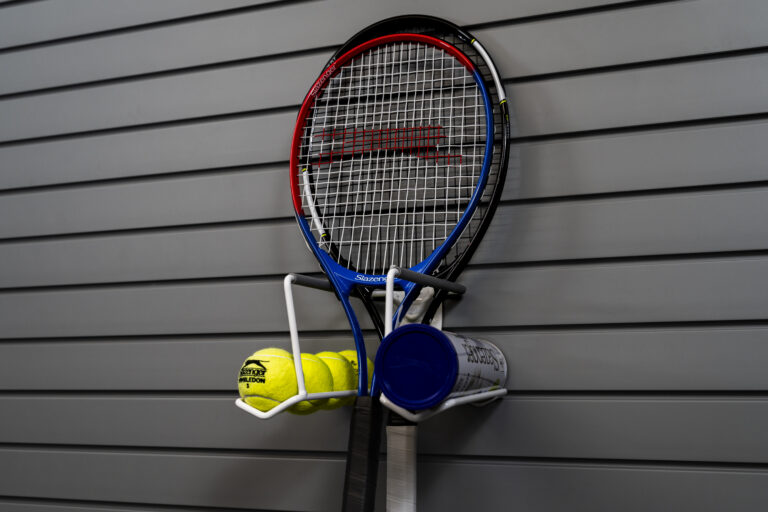 tennis racket and ball holder