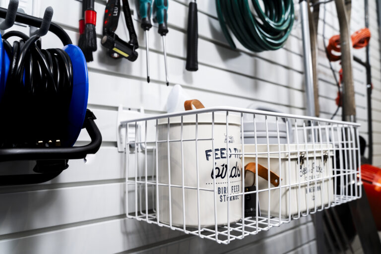 deep metal basket holding containers