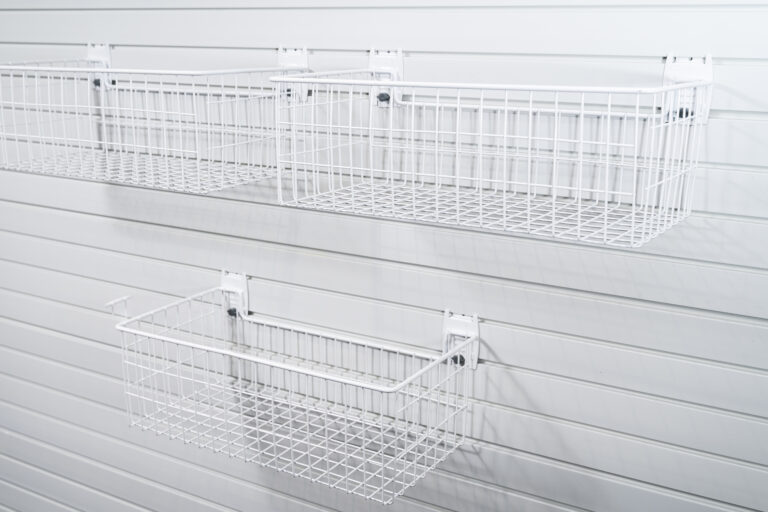 set of 3 deep baskets on slatwall