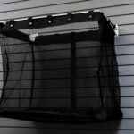 deep mesh basket attached to flexipanel slatwall